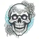 Evil smiley face morphing skull tattoo design idea
