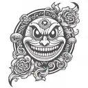 Evil smiley face morphing tattoo design idea