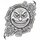 Evil smiley face morphing tattoo design idea