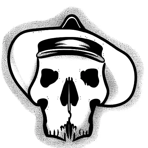 A skull of a alpaca with a south american styled hat on his head tattoo design idea