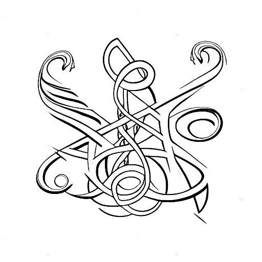 A treble clef with roman numerals 12 and 24 written underneath tattoo design idea