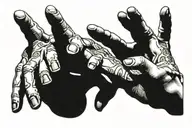the creation of adam hands but one is a skelaton hand tattoo design idea