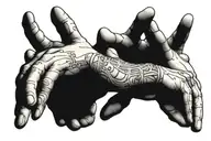 the creation of adam hands but one is a skelaton hand tattoo design idea