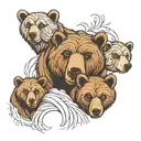 mama bear and 2 cubs face only tattoo design idea