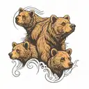 mama bear and 2 cubs face only tattoo design idea