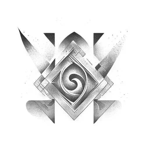 number 4 with some japanese wave lines tattoo design idea