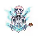 Skeleton holding a burning torch tattoo design idea