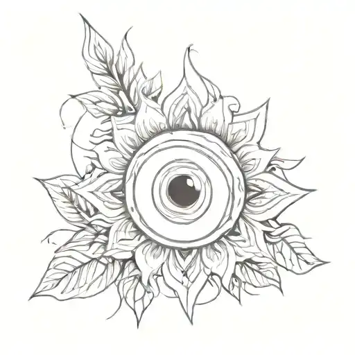 Evil Eye Flower Intertwined malicious dangerous minimalistic simple tattoo design idea