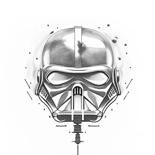 darth vaders melted helmet with padmes funeral flower growing out of it tattoo design idea