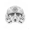 darth vaders melted helmet with padmes funeral flower growing out of it tattoo design idea