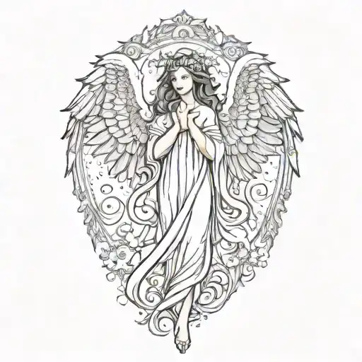 beautifull guardian angel tattoo design idea