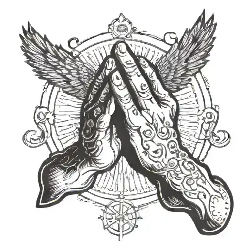 Praying hands with text "lord forgive me for my past wrongs and future sins" tattoo design idea