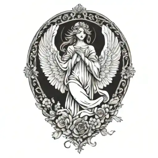 beautifull guardian angel protecting tattoo design idea
