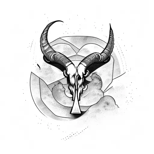 ram skull into birds tattoo design idea