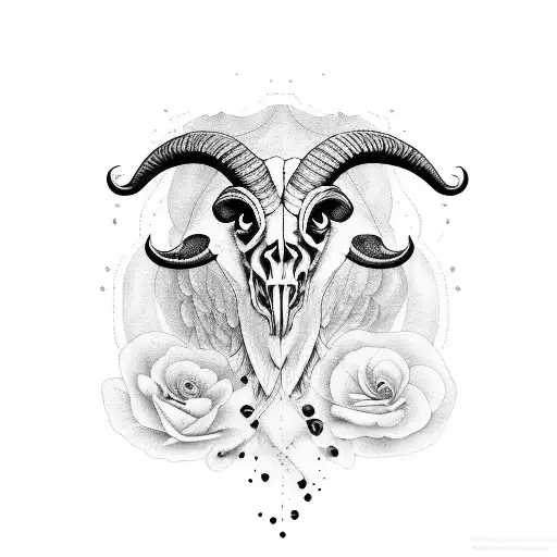 ram skull transitioning into birds tattoo design idea