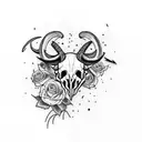 ram skull with birds tattoo design idea