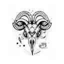 ram skull with birds tattoo design idea