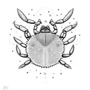 crab with claws reaching upward small stars around tattoo design idea