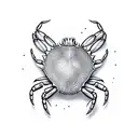crab with claws reaching upward small stars around tattoo design idea