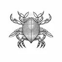 crab with claws reaching upward small stars around tattoo design idea