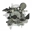japanese clouds floating tattoo design idea