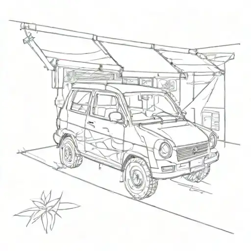 pop up car japan tattoo design idea