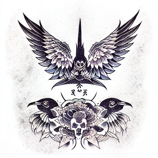 Raven ocean gothic tattoo design idea