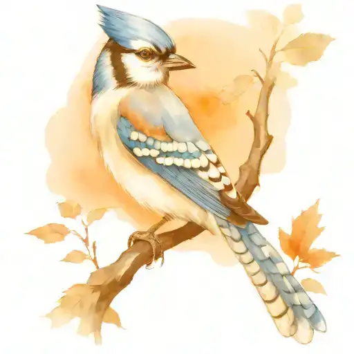 blue jay perched tattoo design idea