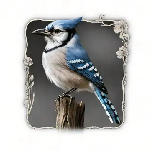 blue jay bird tattoo design idea