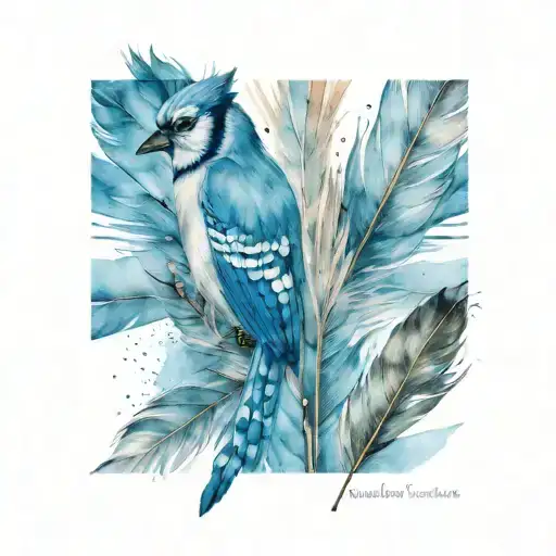 blue jay feather  tattoo design idea