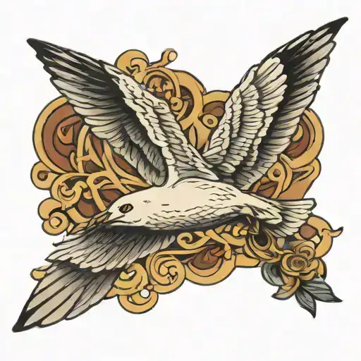 seagull flying tattoo design idea