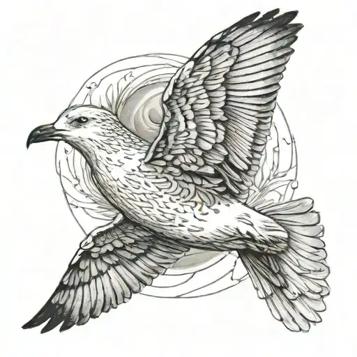 seagull flying tattoo design idea