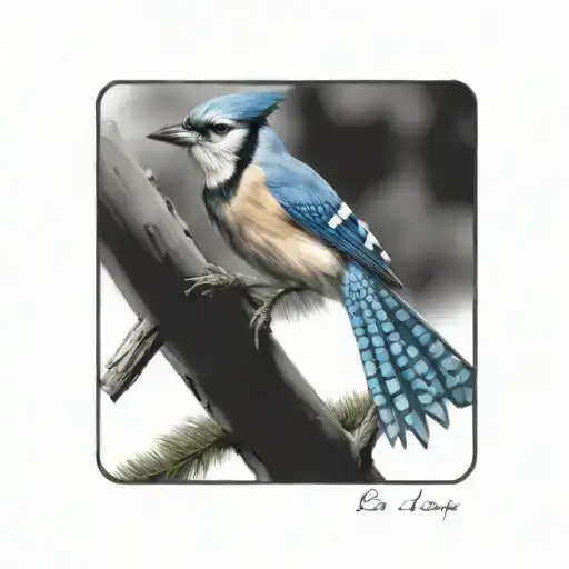 blue jay bird flying tattoo design idea
