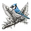 blue jay perched tattoo design idea