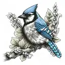 blue jay perched tattoo design idea