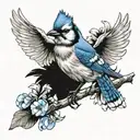blue jay perched tattoo design idea