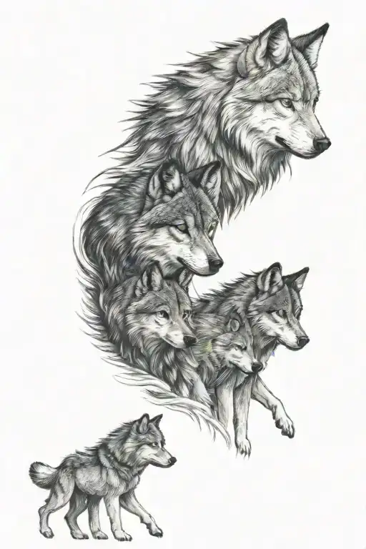 five wolfs left and right tattoo design idea
