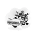 A police vehicle burning and a text that says 1312 tattoo design idea