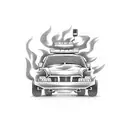 A police vehicle burning  tattoo design idea