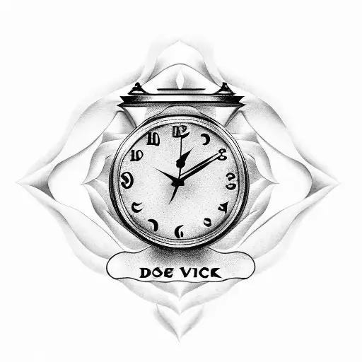 bible verse with rose clock and dove tattoo design idea