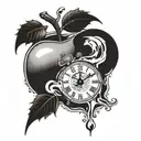 time clock melting poison apple tattoo design idea