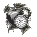 time clock melting poison apple tattoo design idea