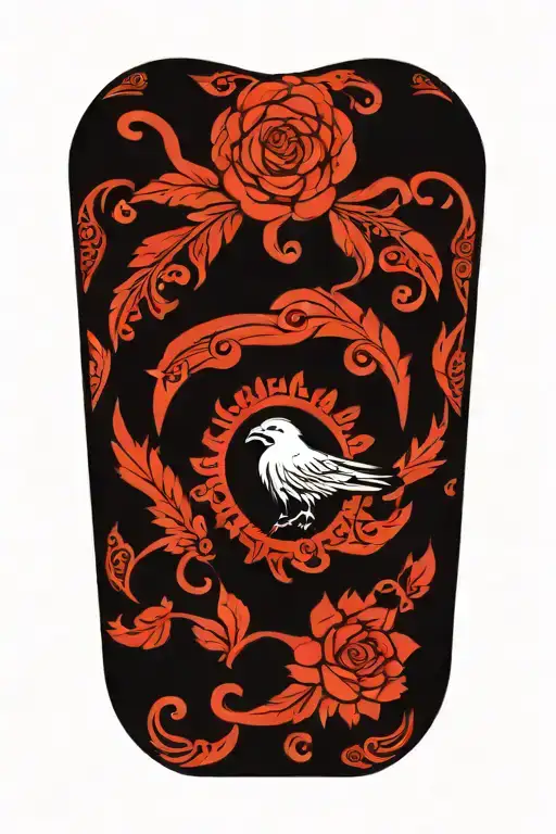 A tattoo design featuring a Ukrainian etno pattern combined with elements of North mythology tattoo design idea