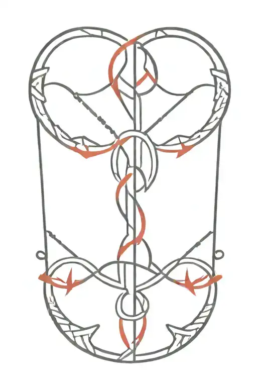 Ukrainian etno style blended with north mythology and runes black and red tattoo design idea