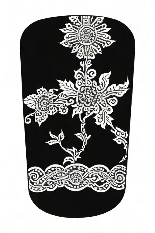 Ukrainian etno style black and red tattoo design idea