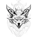 Create a tattoo design inspired by the legend of Tyr sacrificing his hand to the Fenrir wolf tattoo design idea