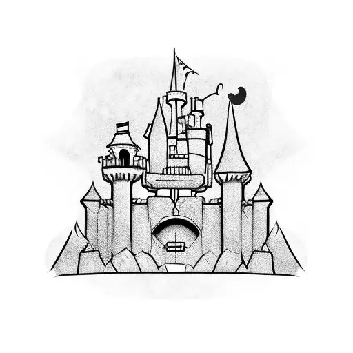 Ravenclaw with castle, mickey mouse, apple and rainbow flag.  tattoo design idea