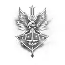 Eagle, Hogwarts castle, mickey mouse, apple and rainbow flag.  tattoo design idea