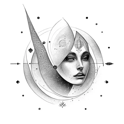 femme avec les bras ouvert portant deux balance rappelant le signe astrologique de la balance tattoo design idea