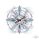 nautical style clock tattoo design idea